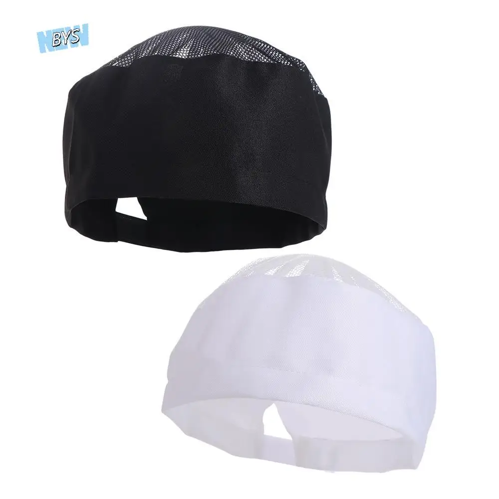 

Japanese-Style Breathable Sushi Cap Adjutable Strap Single Layered Chef Flat Top Caps Black No Eaves Chef Hat Coffee Shop