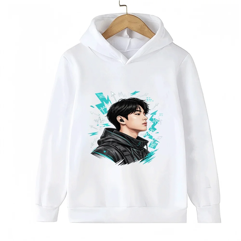 

Kids Y2K Hoodie Casual BTS Style Print Pullover Hooded Sweatshirt Soft Long Sleeve Daily Wear Tops for Boys Girls Children
