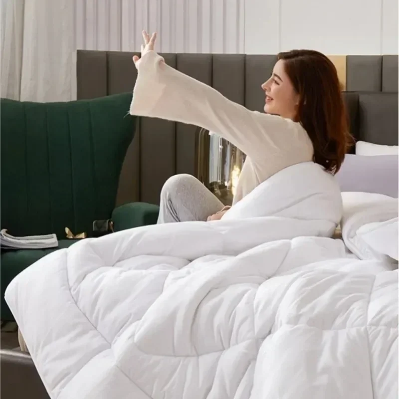 Winter Quilt Thick Warm Soft Quilted for Adult Warm Comfortable Solid Color Comforter Double Size Bed Blanket Comforter