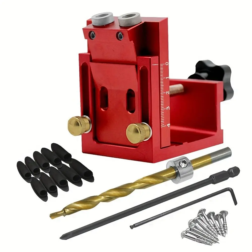 9mm Pocket Hole Jig Kit Precise Scale Wear-resistant Hole Drill Guide Dowel Jig Rust-proof Solid