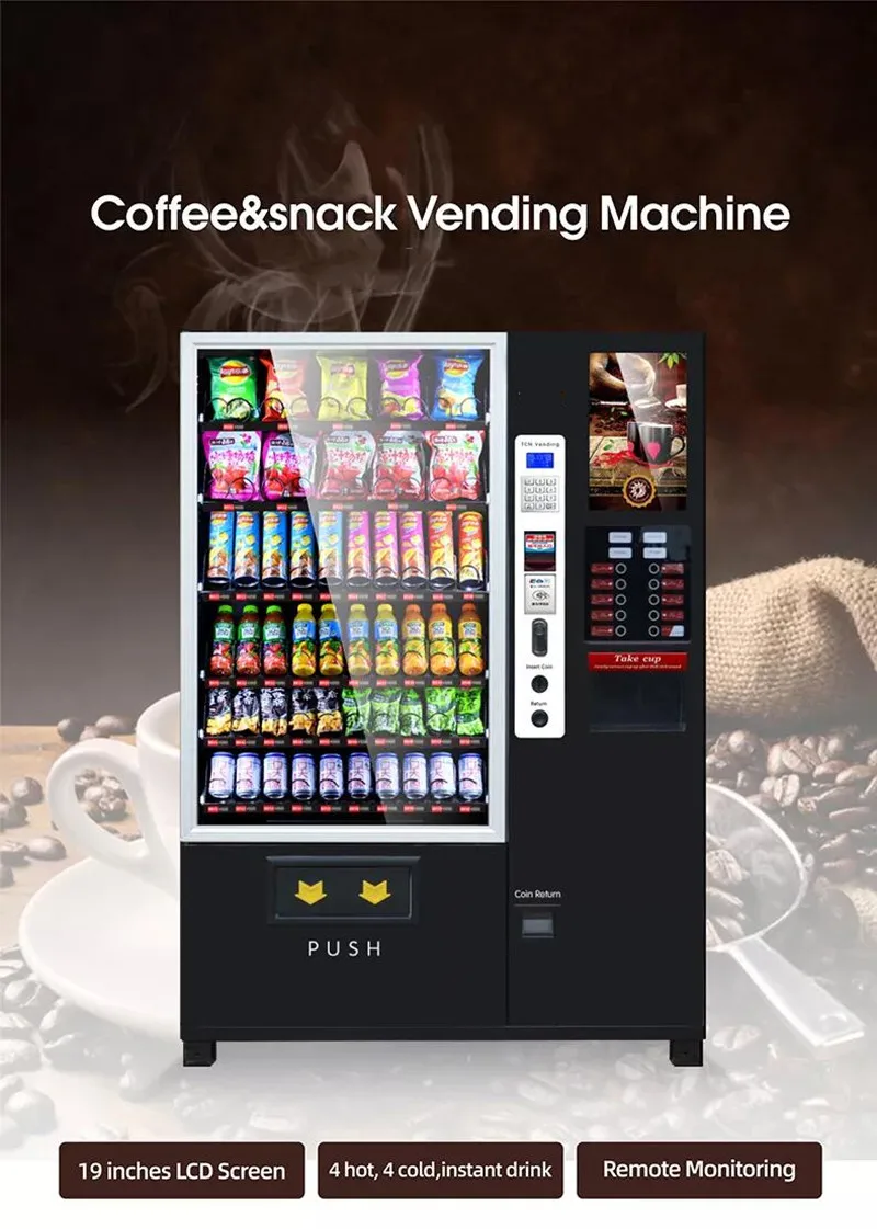 Touch Screen Beverage Snacks Coffee Vending Machine for Foods and Drinks Vending Machines Vendor Self Service Kiosk Outdoor