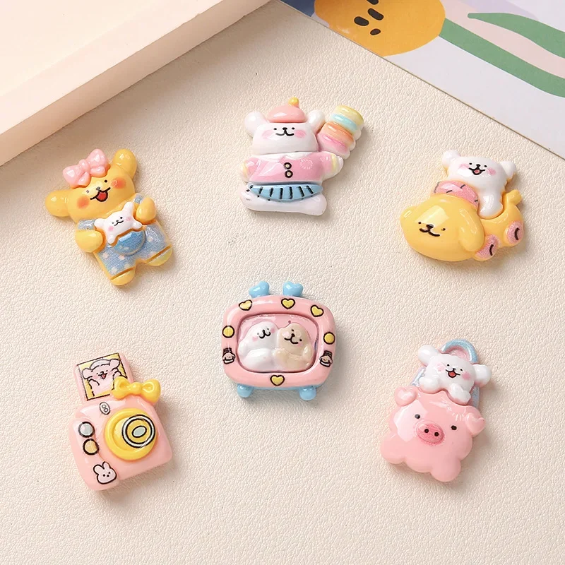 5pcs Cartoon DIY tv camera animali resina Flatback cabochon artigianato fai da te materiali creazione di gioielli Charms