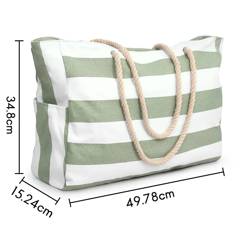 กระเป๋าชายหาด ABQR, กระเป๋าว่ายน้ำ, กระเป๋าชายหาดกันน้ำ, กระเป๋าสระว่ายน้ำ, กระเป๋าชายหาด, กระเป๋าช้อปปิ้ง, กระเป๋าสะพายพับได้ สีเขียว