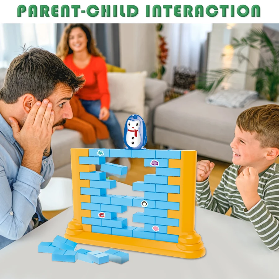 لعبة Penguin Wall Challenge Family Parent Child - ألغاز وكتل استراتيجية تفاعلية، تطوير مهارات اليد، هدايا عيد الميلاد