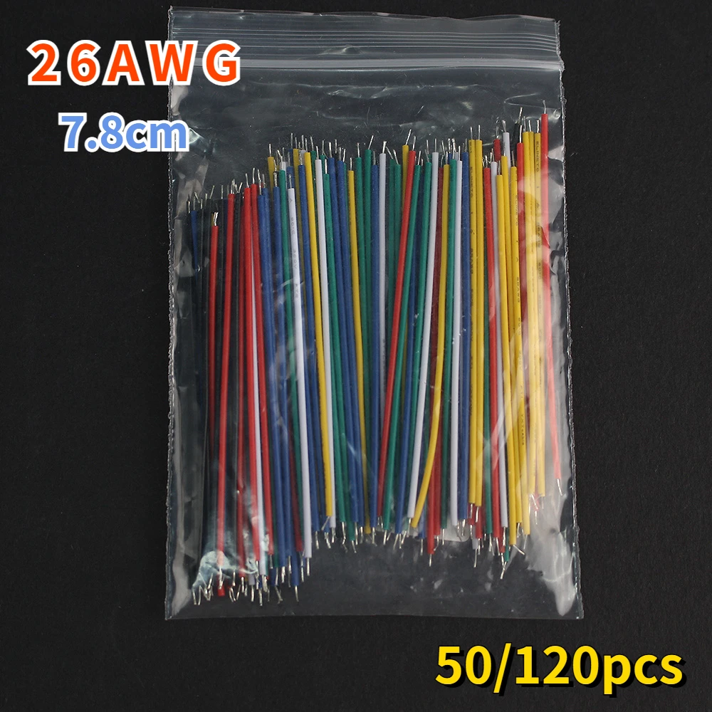 50/120 Stück 26AWG Breadboard Jumper Wire Kabel Kit verzinntes PCB-Lötkabel Flexibler PVC-Elektronikdraht 7,8 cm