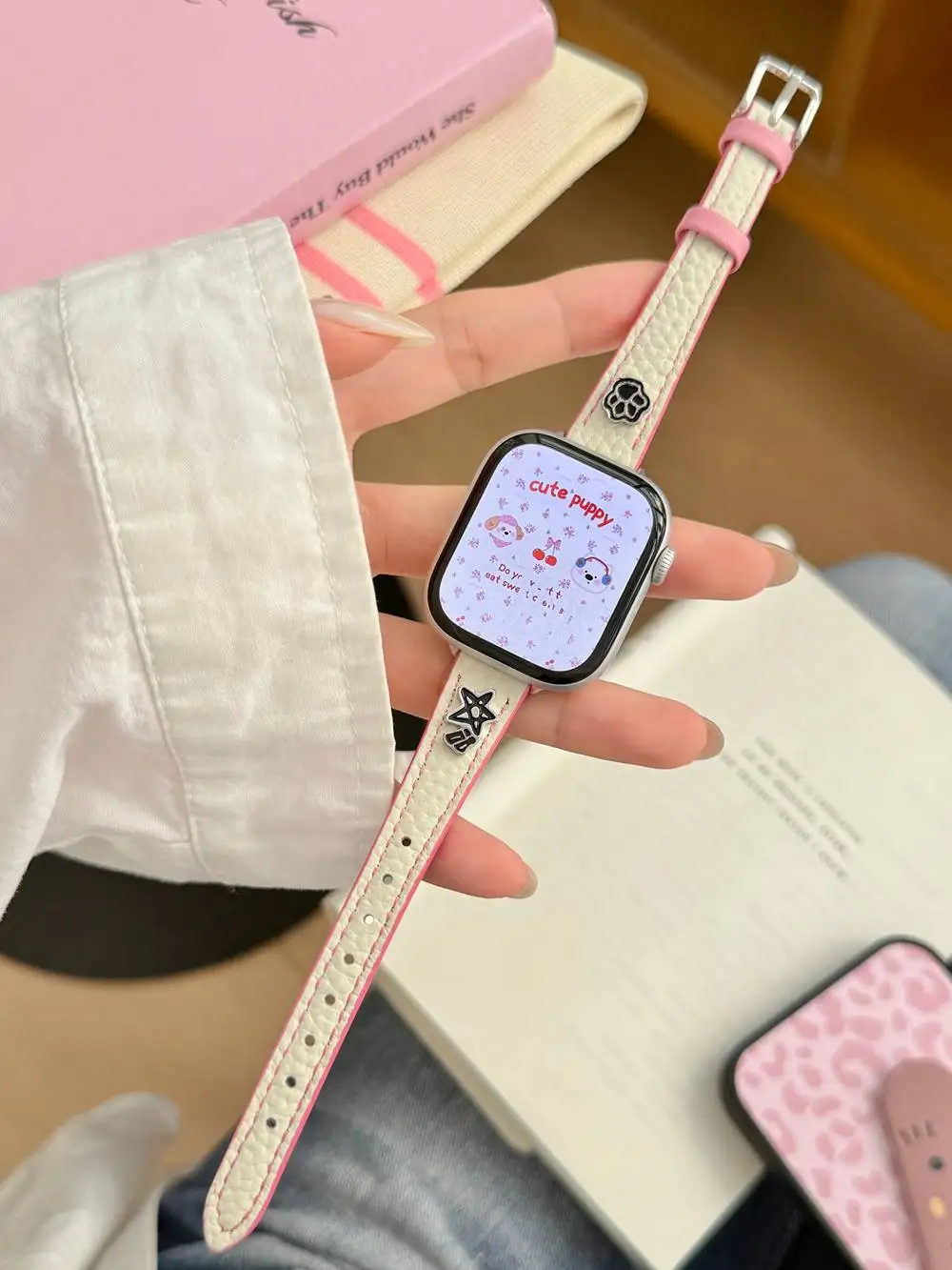 Fashion star leather loop For Apple Watch band Series 10/9/8/7/6/5 38mm 40mm 41mm 42mm 44mm 45mm 46mm 49mm Strap