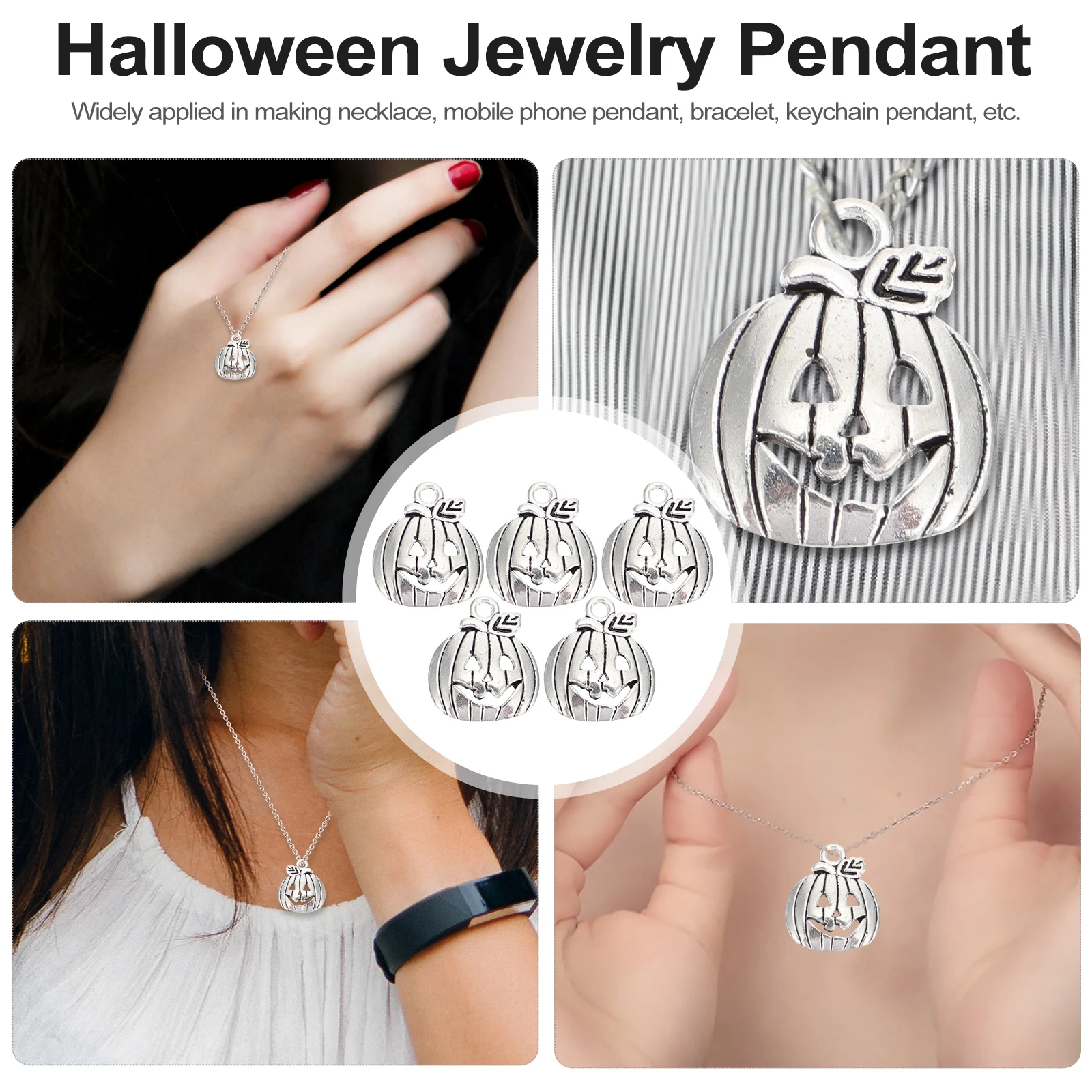

100Pcs Pumpkin Charms Durable Alloy DIY Jewelry Crafting Halloween Necklace Earrings Pendant Decorative Accessories