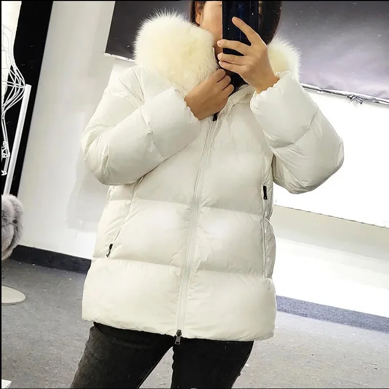 MAOMAOKONG 2023 Winter Down Jacket Women Natural Real Raccoon Fox Fur Collar Coats Puffer jacket Feather Parkas Female clothes