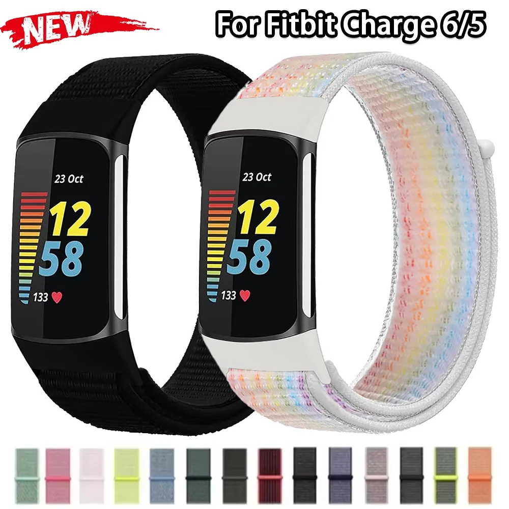 Nylon Braided Loop Strap For Fitbit Charge 6/5 SmartWatch Sports Comfortable Bracelet Band For Fitbit Charge 6/5 Breathable Belt