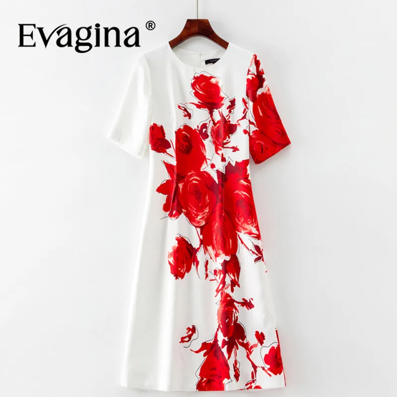 

Evagina Fashion Design Women's Dress Short-Sleeved Flower Print Commuter Summer Office Work Pencil Dresses