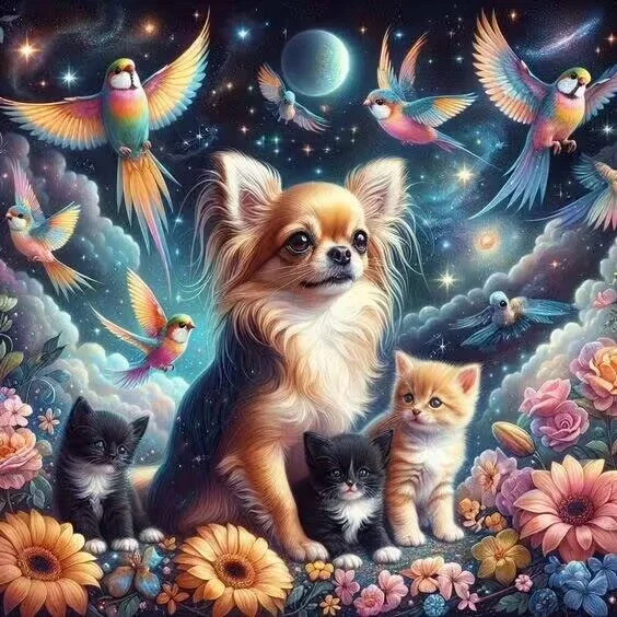 Sunature AB Diamond Painting Art Full Square Round Drills Dog Cat Bird Diamond Painting Kits (5-10 AB Colors)