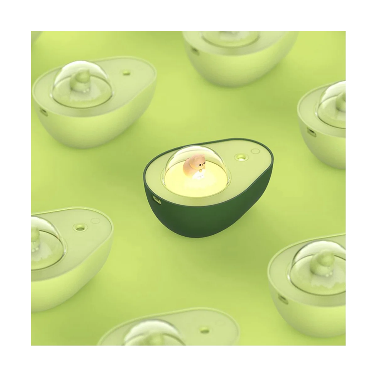 210ml 아보카도 공기 정화 가습기 충전식 아로마 테라피 에센셜 오일 디퓨저, 분위기 조명, 선물용