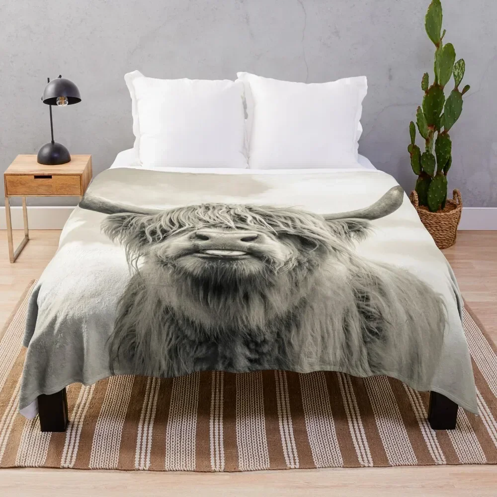 Cheeky Highland Cow Throw Blanket Fashion Sofas Fluffys Large Decoratives Luxury Thicken Blankets