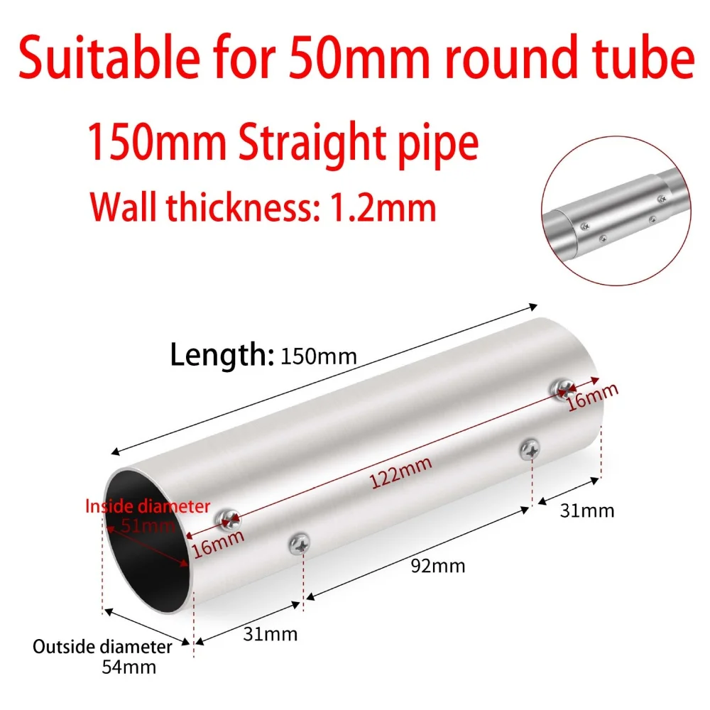 Stainless Steel Straight Pipe Connector 38/50mm Round Pipe Connector 2 Way Pipe Fitting Clothesline Shelf joints Tube Connector
