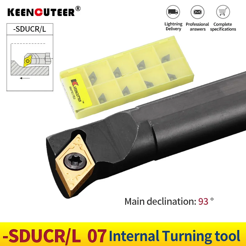 1pc S10K-SDUCR07 S16Q-SDUCR07 S20R-SDUCR07 Internal Turning Tool Holder DCMT Carbide Inserts Lathe Bar CNC Cutting Tools Set