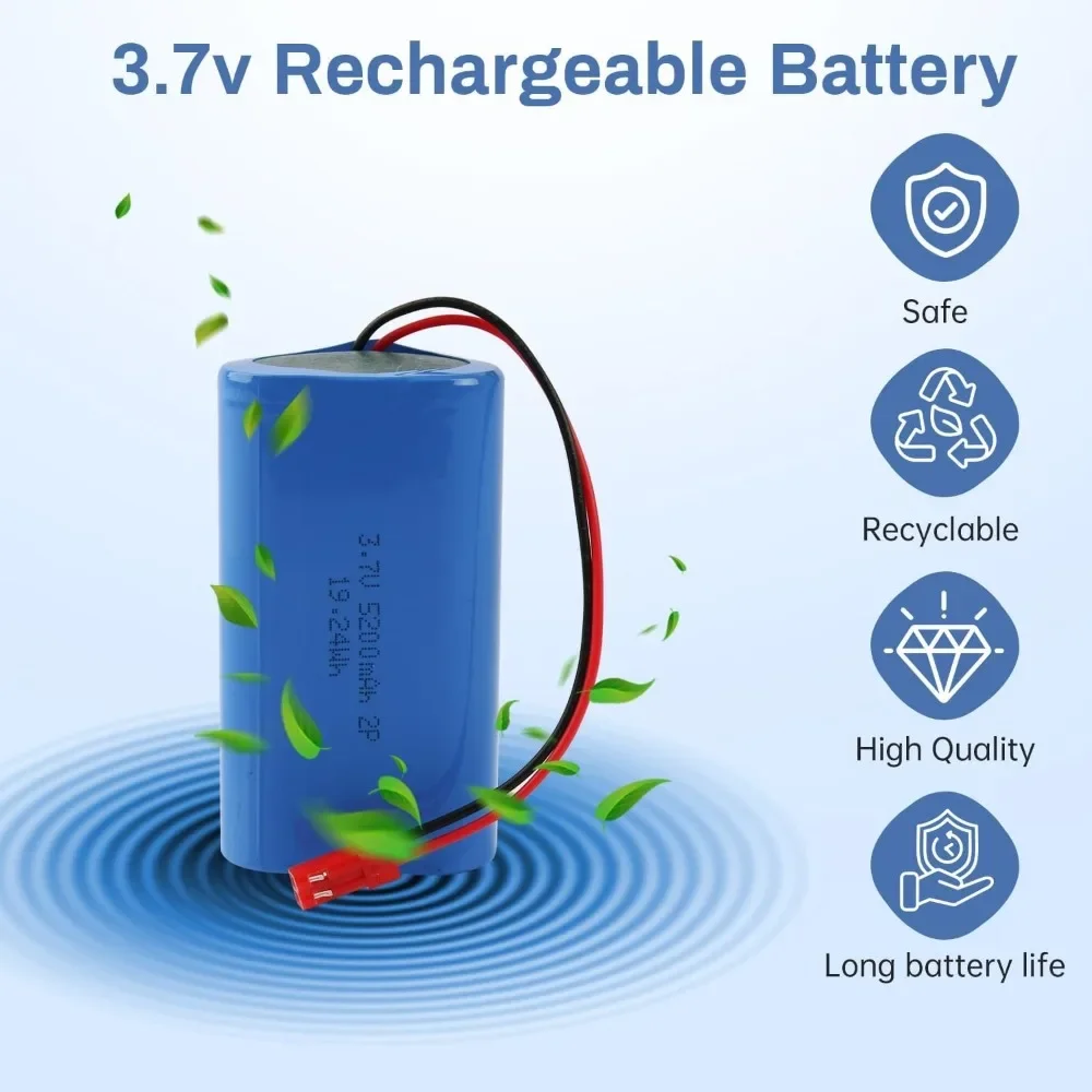 

5200mAh 3.7V Li ion Rechargeable Battery Pack with JST 2Pin Plug for RC Car Truck Boat Stunt Car Gel Blaster Splatrball Gun
