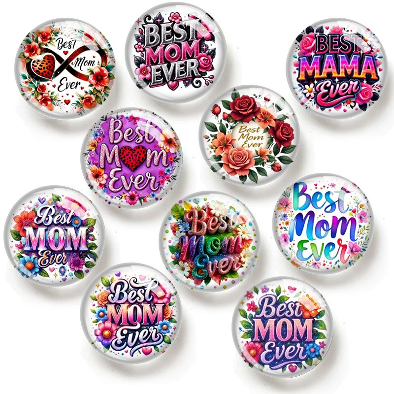 

Best Mom Ever 12/18/20/25mm glass cabochon bracelet pendant rings for jewelry demo earrings back Making findings