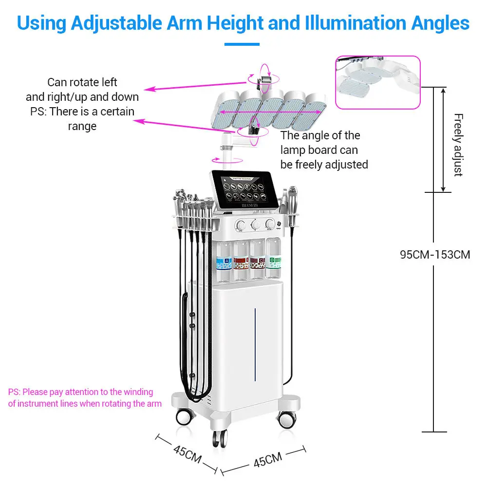2026 New Rotation Hydro Cleaning Head Bio Roller LED Hydra Beauty Facial Machine with Facial Exfoliator Tool