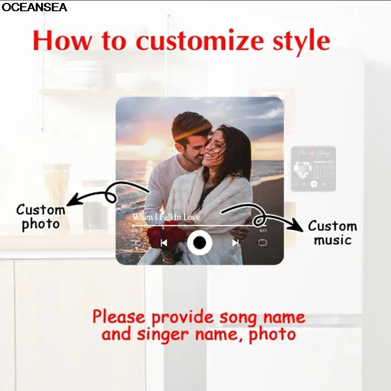 مغناطيس ثلاجة موسيقى الصور المخصصة مع إطار، مغناطيس ثلاجة شخصي، أفضل هدية 2025 #4