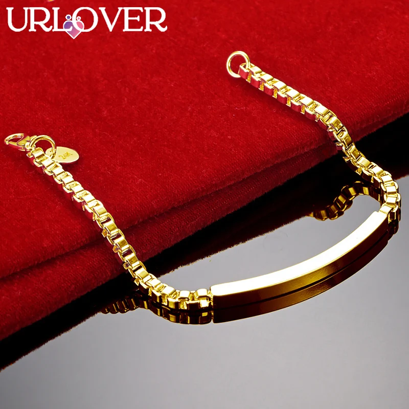 URLOVER-Bracelet en or 24 carats avec plaque incurvée pour homme et femme, bracelets avec pendentif, bijoux fantaisie, fête de mariage, fiançailles,