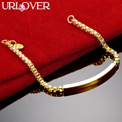 URLOVER 24K Gold Bracelet Curved Plate Pendant Bracelets For Woman Men Party Wedding Engagement Fashion Jewelry Birthday Gift