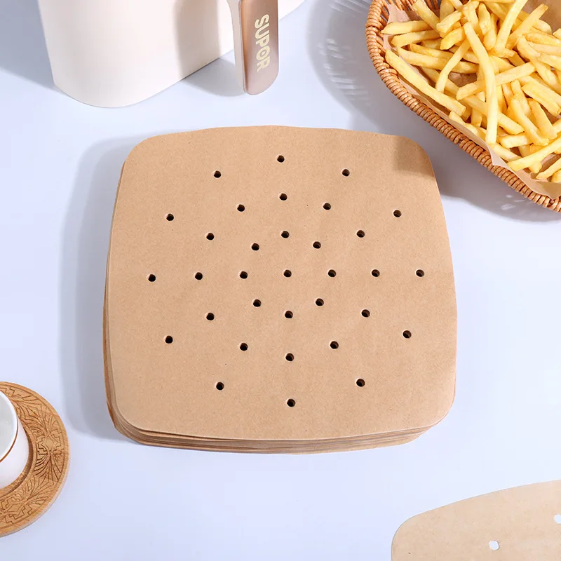 100PCS Air Fryer Disposable Baking Paper Trays Square Liners Non-Stick Barbecue Plate Oil-Proof Microwave Oven Kitchen Cookers