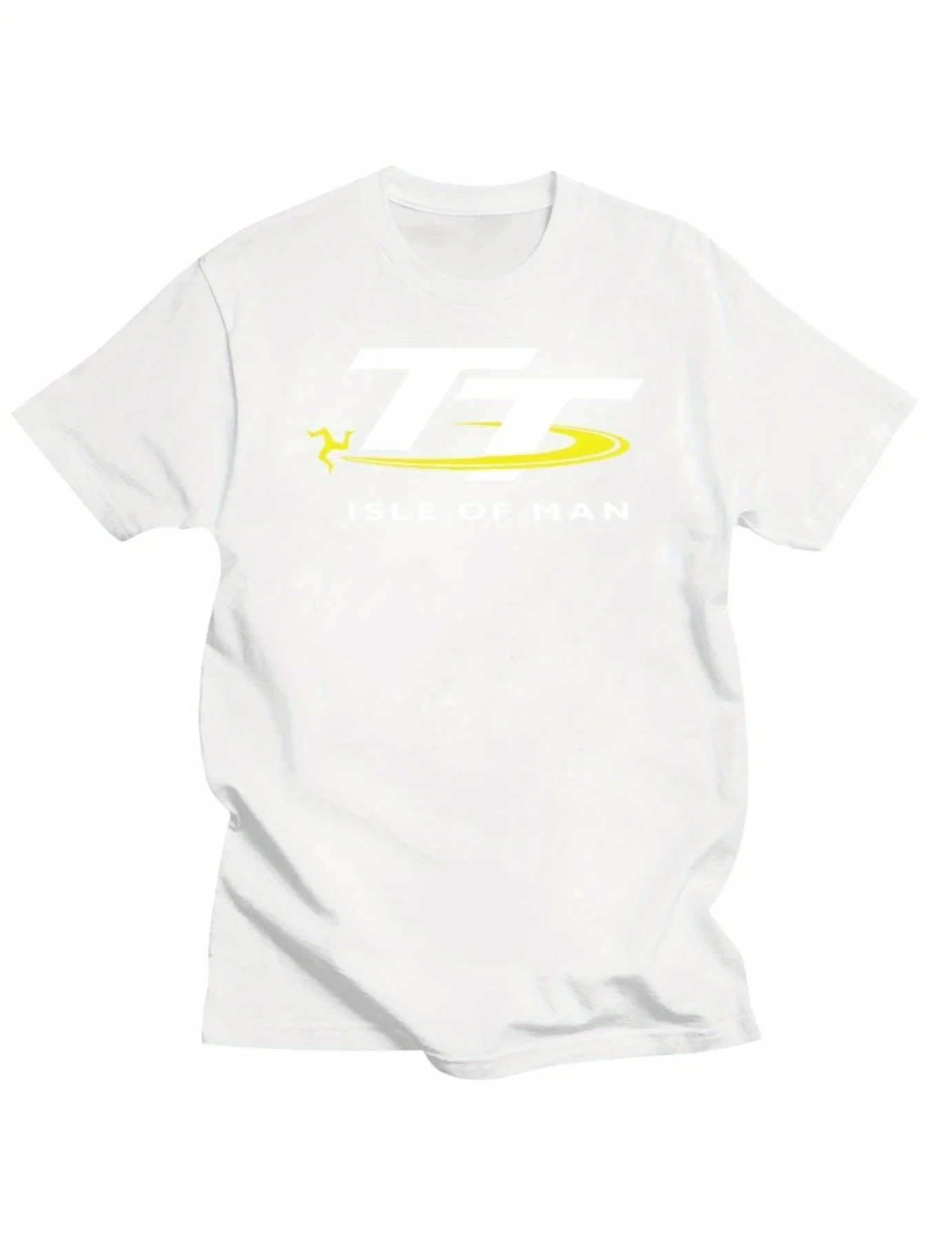 

Plus Size Men'S Cotton T-Shirt - Isle of Man TT Motorcycle Graphic, Short
