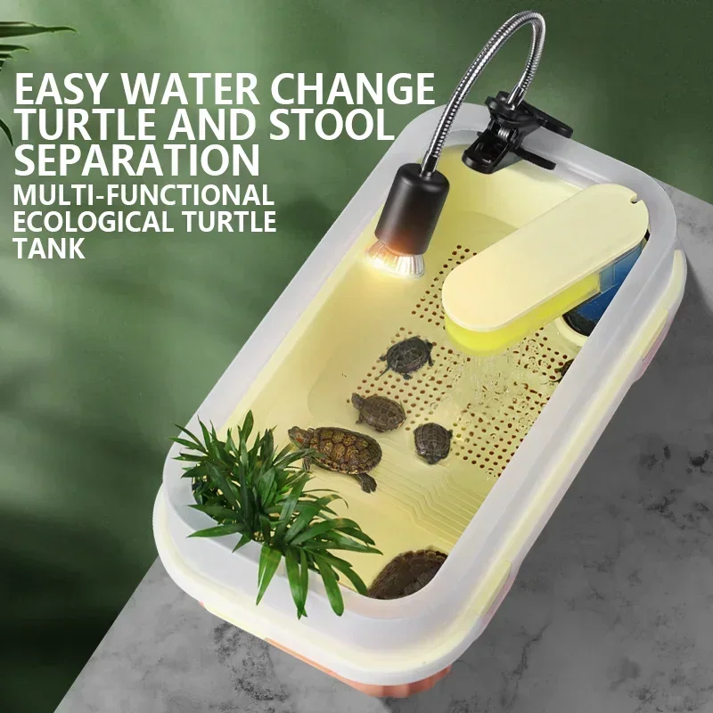 Reptile Feeding Box Ecological Turtle Rearing Hatching Containers Habitat Tank Plastic Anti-escape with Drainage Terrariums