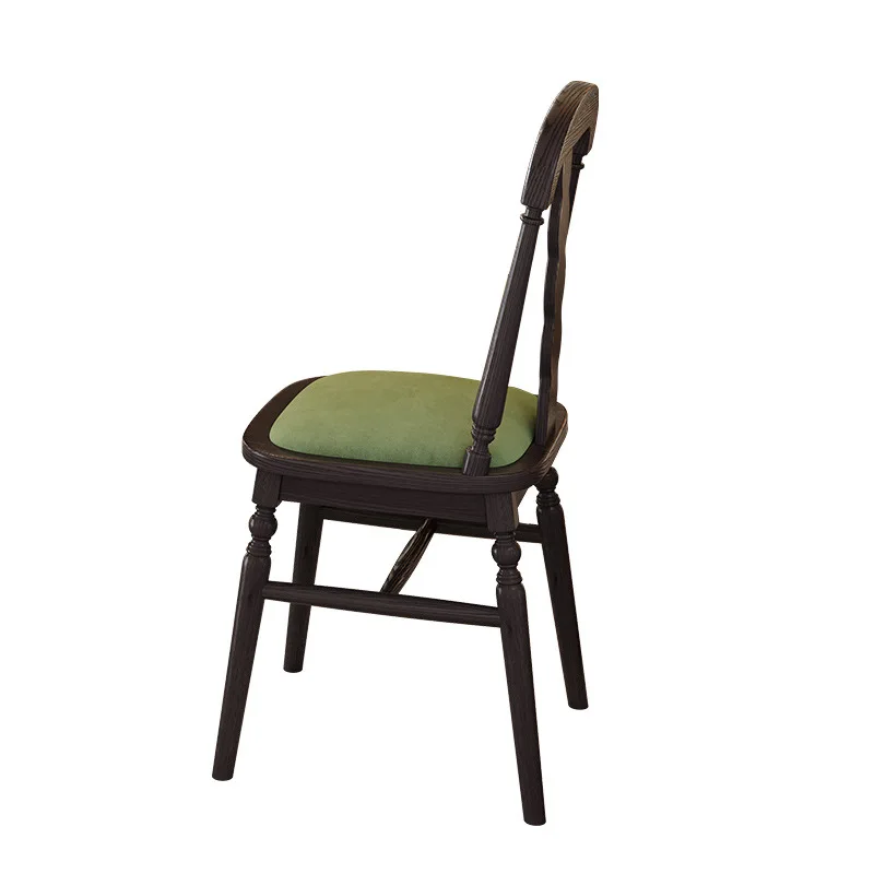 

Solid wood chair French American retro Nordic cream wabi home bed and breakfast Chinese antique dining chair