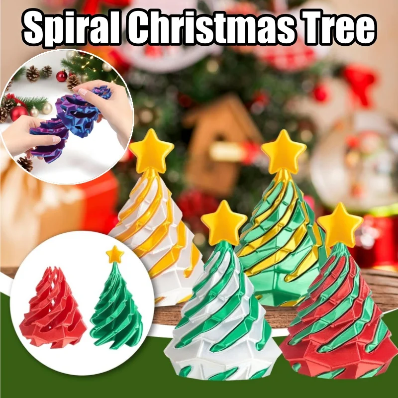 

3D печатная спиральная рождественская елка, развивающая игрушка для детей, улучшающая интеллект с двухцветным вихревым дизайном, спиннер