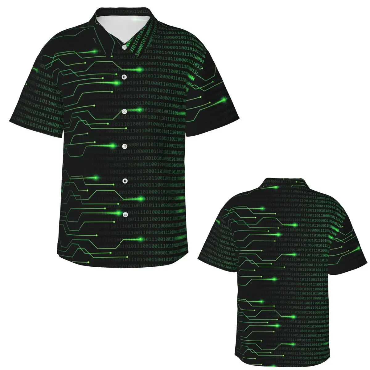 Binary Code Inside Throw Blanket And Lightweight Fleece Hawaiian Shirts Men Short Sleeve Shirt Summer Beach Men's Button Tops