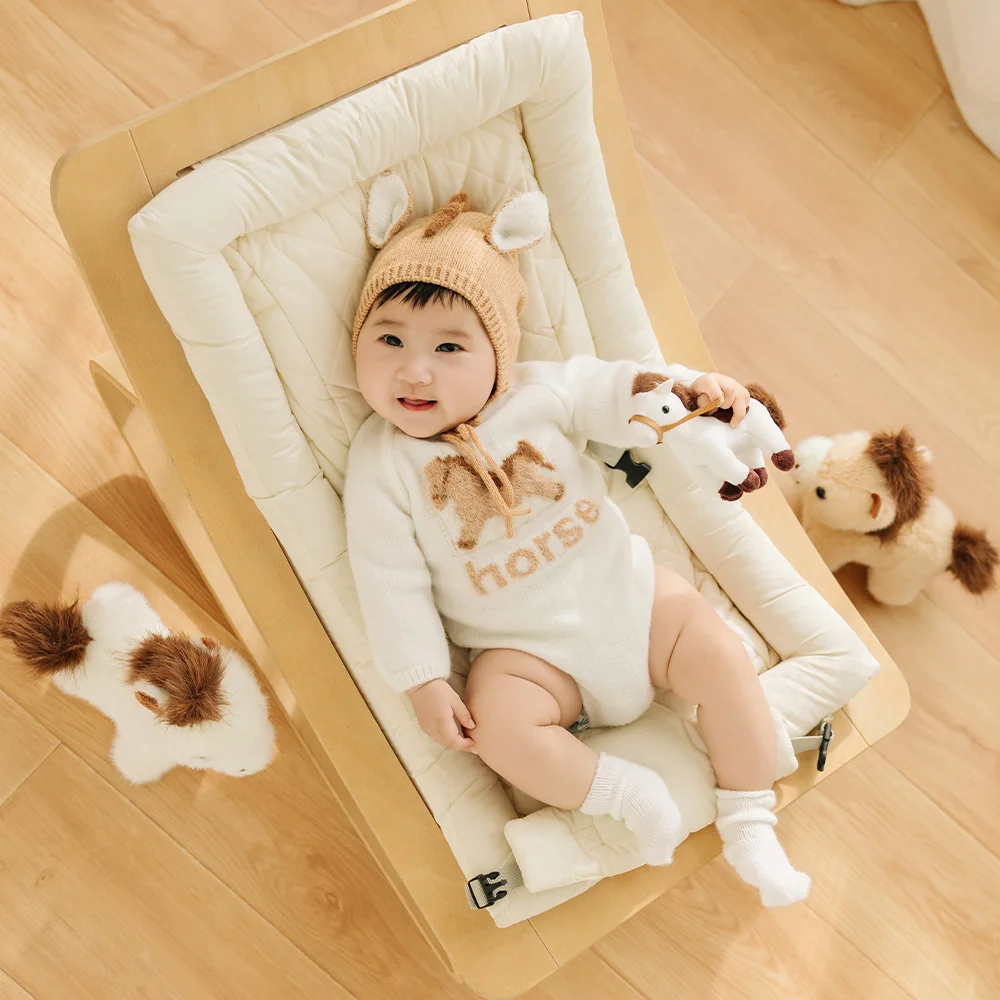 Perlengkapan Fotografi Tema Kuda Bayi 100 Hari Kostum Rajutan (Topi + Jumpsuit) Mainan Boneka Kuda Lucu Dekorasi Foto untuk Studio Sederhana