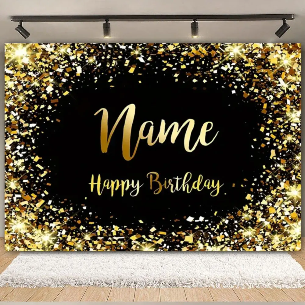 

Custom Name Red Pink Golden Balloon Happy Birthday Champagne Background Party Decoration Banner Poster Baby Shower Photo Prop