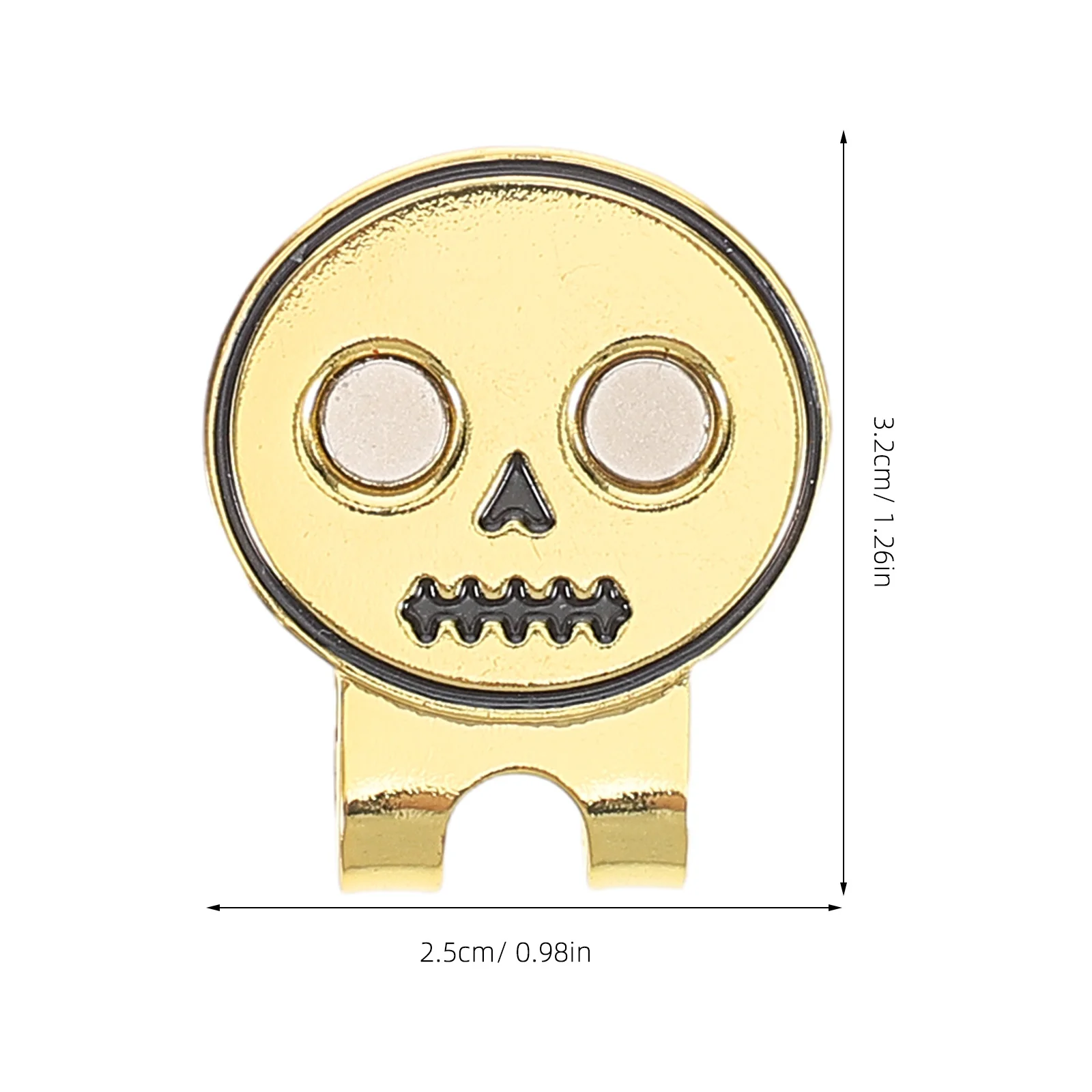 Clipe de chapéu de caveira de golfe, marcador de bola de metal durável dourado, acessórios de golfe, ferramenta de treinamento profissional, clipe de marcador de bola