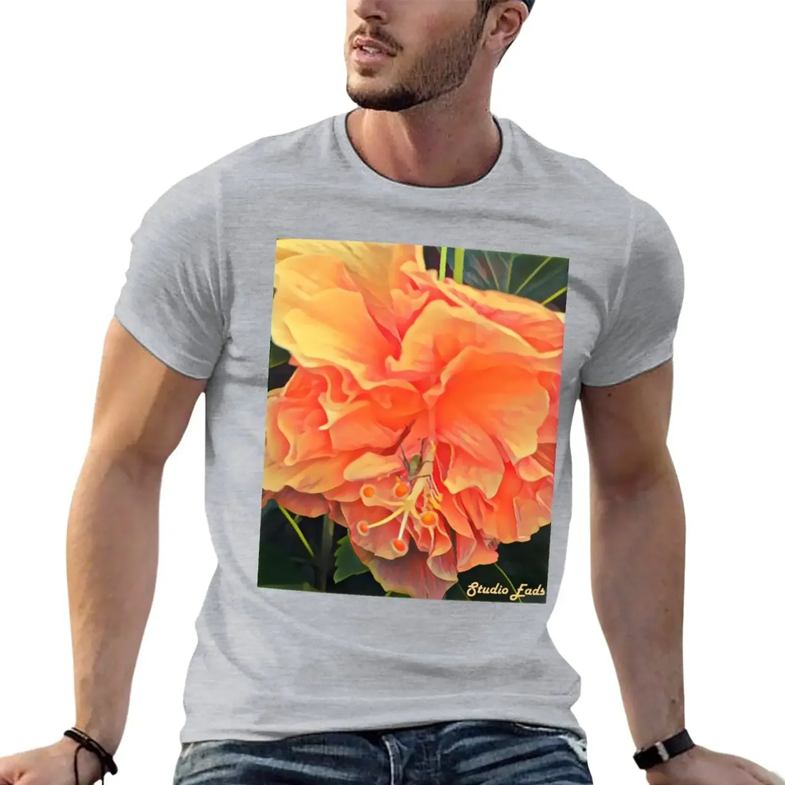 Grasshopper on Orange Flower T-Shirt heavyweights anime figures T-shirt men