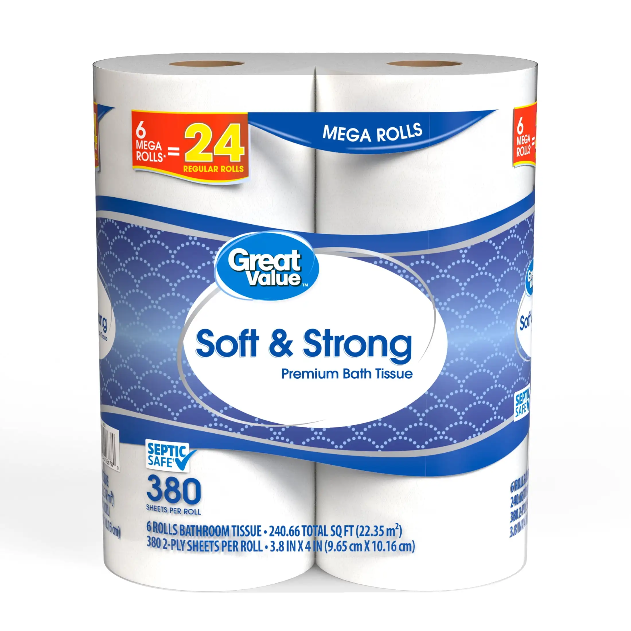 Carta igienica premium morbida e resistente, 6 rotoli mega