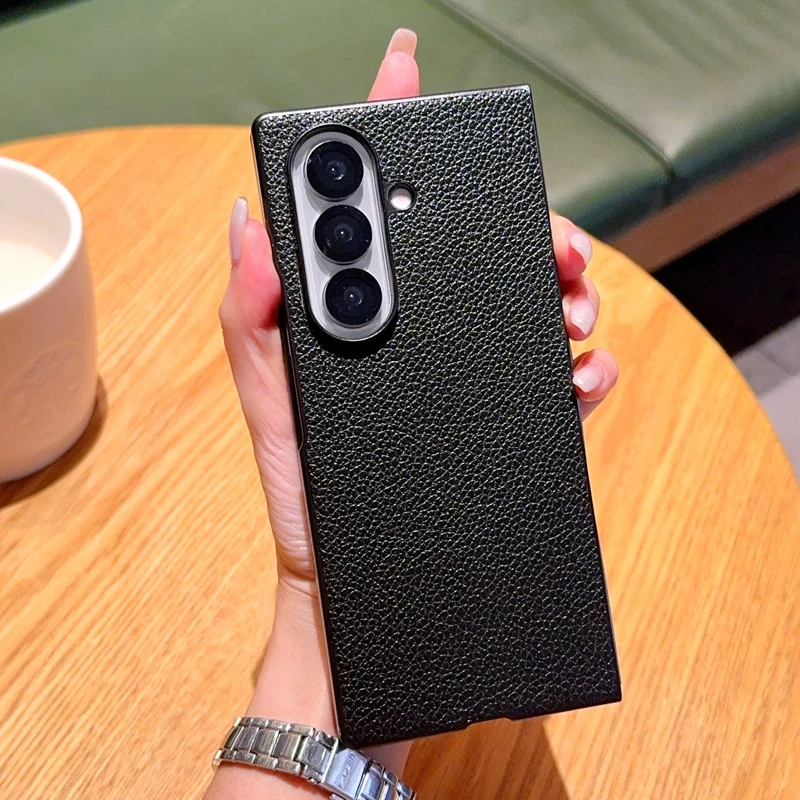 Premium PU Leather Litchi Texture Hard Plastic Shockproof Case Cover For Samsung Galaxy Z Fold 7 Zfold7