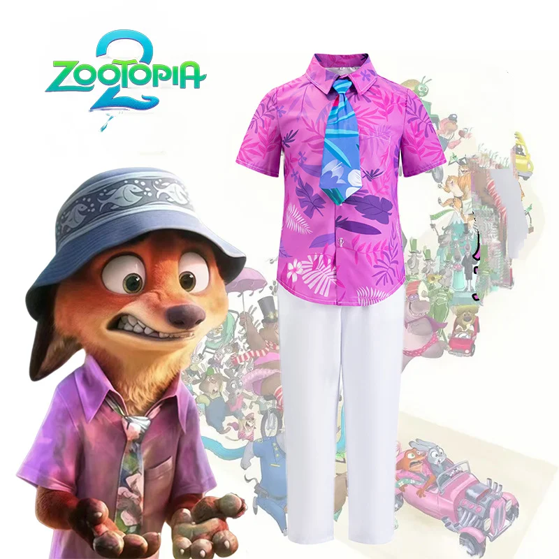 

Zootopia 2 Costumes Cosplay Nick Wilde Outfits Men Boys Shirt Tie Nick Suits Halloween Carnival Zootopia Fox Party Fancy Clothes