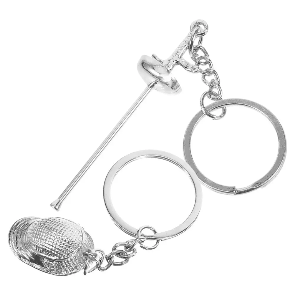 2Pcs Fencing Keychain Stylish Metal Pendant for Schoolbag Decor Functional Key Ring for Fencers Sport Fan