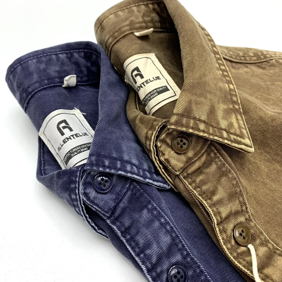 American-Style 100% Cotton Distressed Washed Shirt for Men Western Cowboy Amekaji Japanese Retro Workwear Double-Pocket Shirt