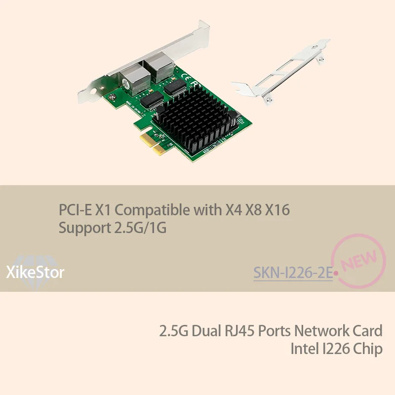 xikestor-25g-dual-rj45-ports-network-support-25g-1g-card-intel-i226-chip-pci-e-x1-compatible-with-x4-x8-x16