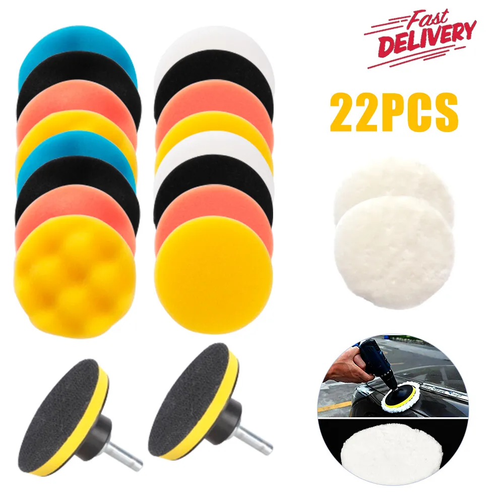 

22 Car Polisher Gross Polishing Pads for Drill Sponge Buffer Waxing Buffing Kit