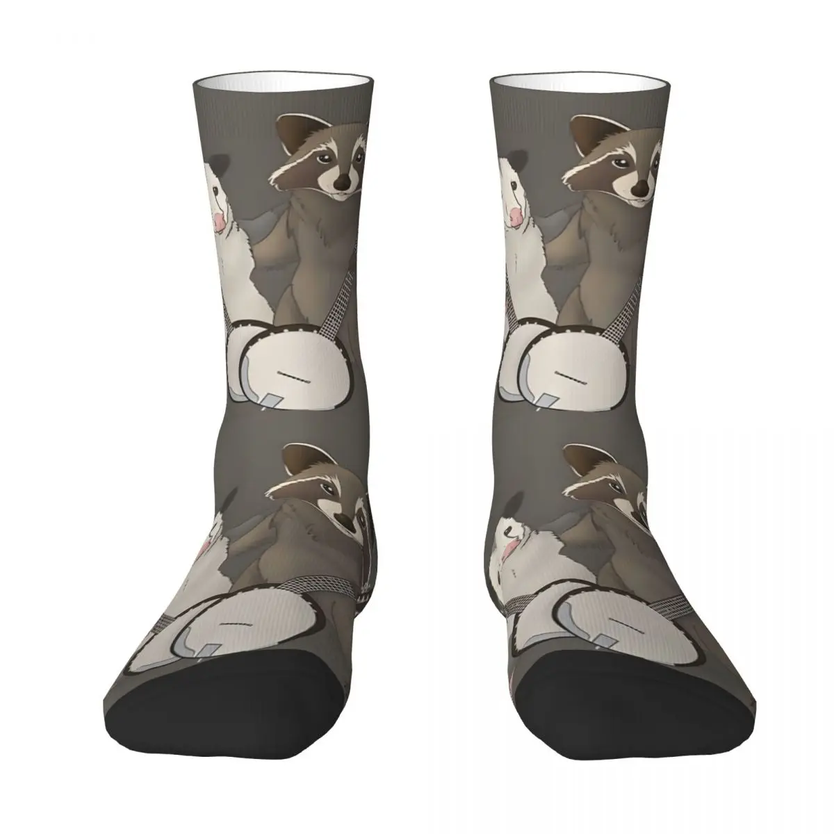 Funny Men's Socks Opossum And Raccoon Vintage Hip Hop Novelty Crew Sock Gift Pattern Printed