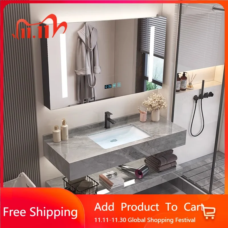 Простой умывальник, туалетный столик для ванной комнаты, винтажная перегородка, винтажный туалетный столик для ванной комнаты, светло-серый Armadi Aperti, мебель для дома