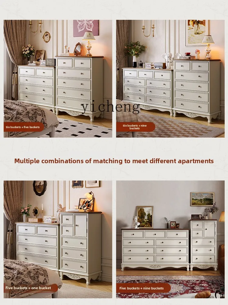 

LSL solid wood chest, bedroom bedside and bedside cabinets, light luxury storage against the wall, multi-drawer lockers