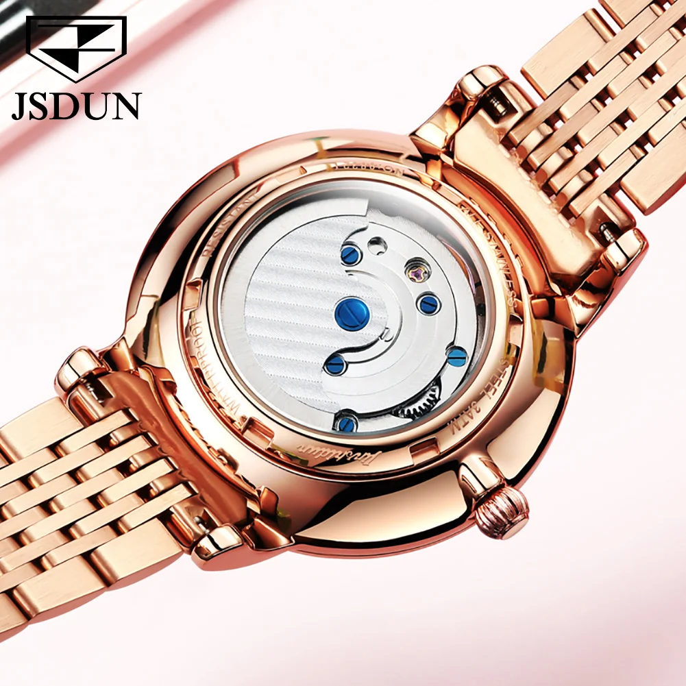 Jsdun Top Brand Luxury Mechanical Elegant Women's Wrist Watch For Women Famous Original Designer Waterproof Female Gift Watches