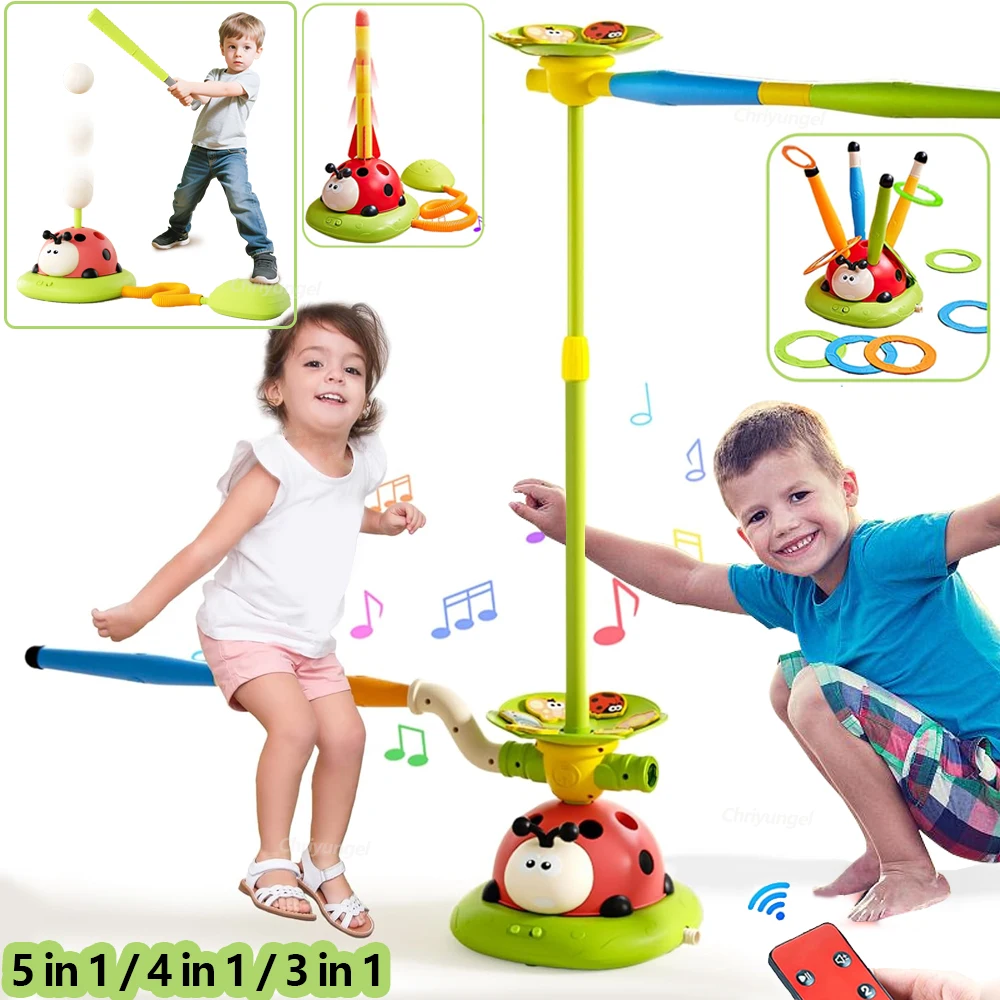 Musical Jump Sports Toys Rocket Launcher for Kid Ring Toss Game with Remote Control Indoor Outdoor Machine Gifts for Girls Boys