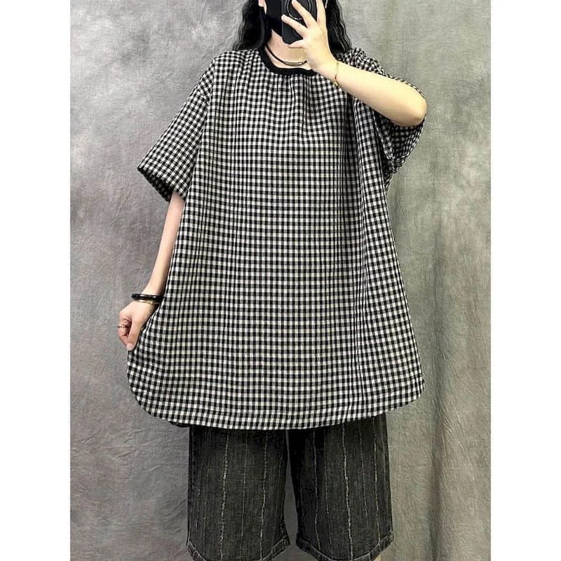 O-neck T-shirts for Women 2026 Summer Aesthetic Vintage Oversized Tops Casual Short Sleeve Harajuku Extremely Long Women Clothes
