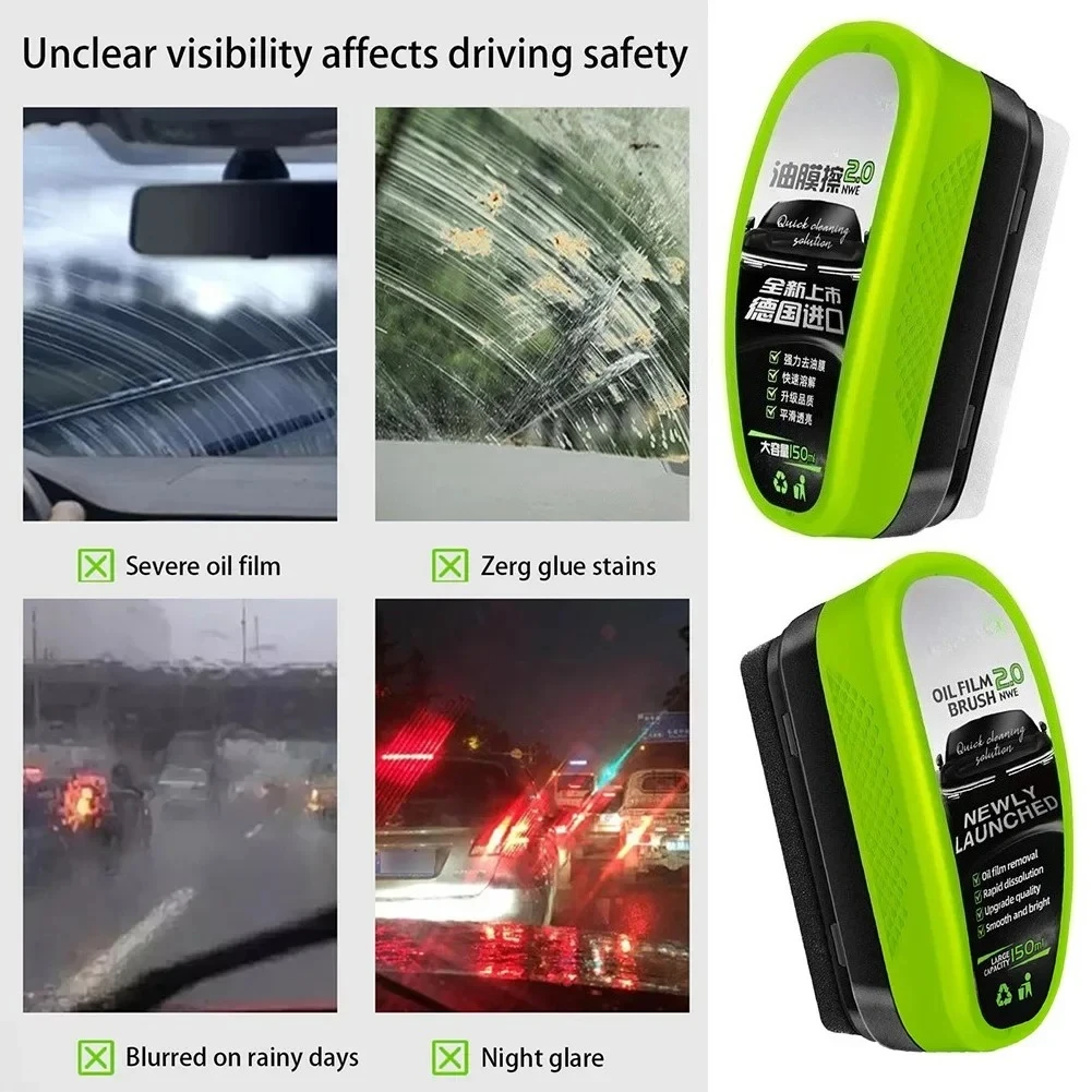 Car Glass Oil Film Wipe Windshield & Side Window Cleaner Instant Oil & Dirt Removal,Crystal Clear Vision & Rain Repellent