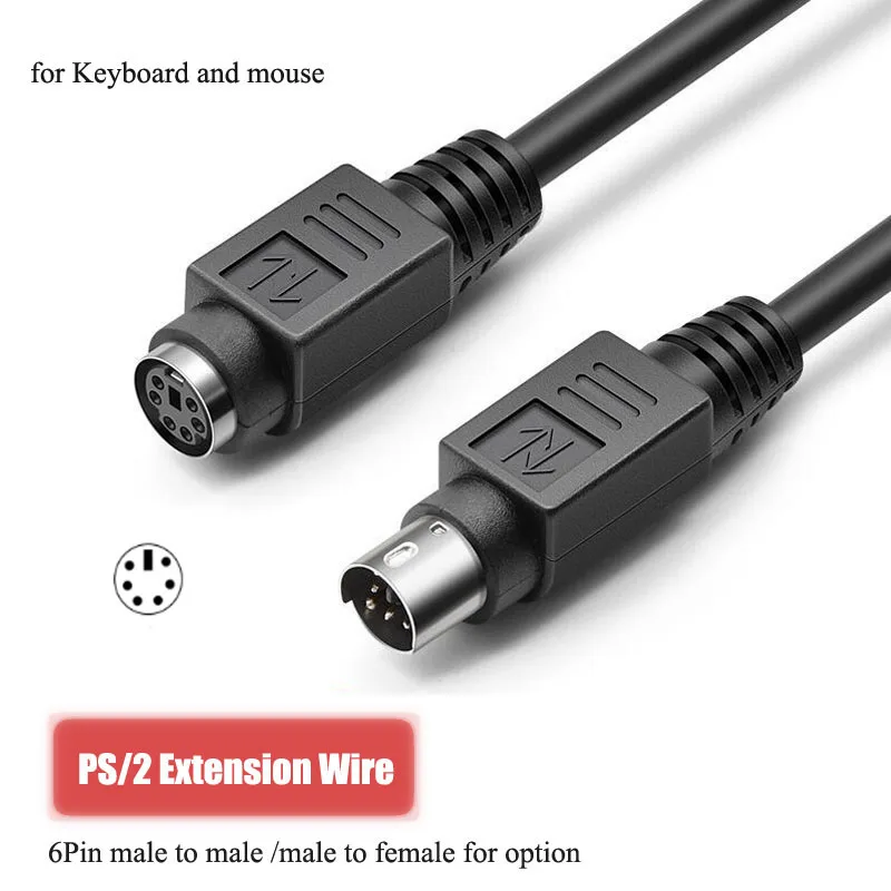 

Pure Copper PS2 Extension Cable Round Head 6-pin Male to Male Male to Female Extension Line for Mouse Keyboard MD6 Pin Extender